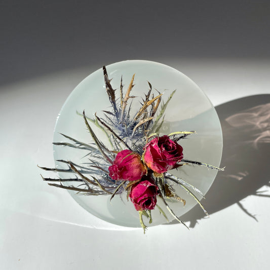 Rose, Thistle, Milky Translucent White